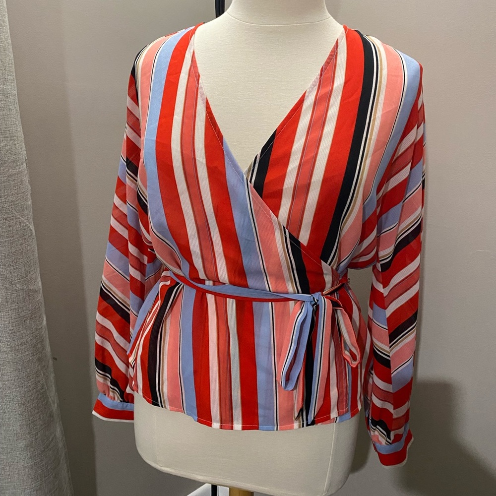 Striped Wrap Top